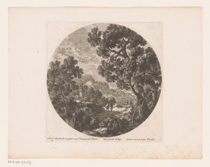 Landschaft mit Spaziergängern und Hirten mit Herde von Nicolas Perelle