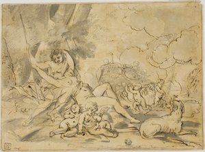 Figuren, Wagen und Hund von Nicolas Poussin