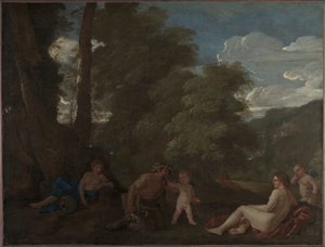 Nymphen und ein Satyr (Amor Vincit Omnia) von Nicolas Poussin