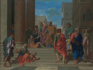 Die Heiligen Petrus und Johannes heilen den Lahmen von Nicolas Poussin