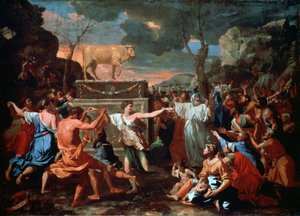Die Anbetung des Goldenen Kalbes, ca. 1635 von Nicolas Poussin