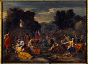 Die Israeliten sammeln Manna in der Wüste
