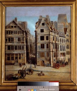 Das Kabarett. Ansicht einer Gasse und der Aktivitäten einer Stadt im 18. Jahrhundert. Gemälde von Nicolas Jean Baptiste Raguenet (1715-1793) 1751. Karnevalmuseum