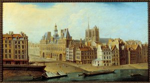 Ansicht des Hôtel de Ville und Place de Grève in Paris im Jahr 1750