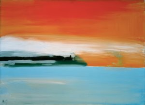 Eisenbahn am Meer, Sonnenuntergang von Nicolas de Staël