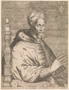 Porträt von Papst Gregor XIV., sitzend Gregorius XIII Pon. Max. (Titel auf Objekt)