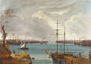 Ansicht von New York, Brooklyn und der Marinewerft von den Höhen bei Williamsburg, ca. 1835-45 von Nicolino Calyo