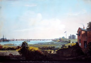 Ansicht der Stadt New York und des Marinekrankenhauses von Wallabout aus von Nicolino Calyo