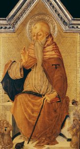 Der heilige Antonius Abt auf dem Thron mit Mitgliedern einer Bruderschaft