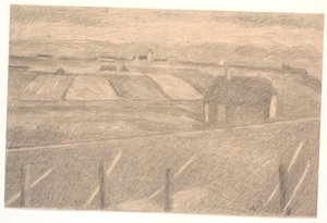 Landschaft bei Ferring, Leuchtturm beleuchtet