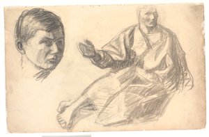 Die Christusfigur und ein Kopf