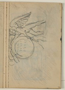 Studie eines Engels mit Medaillon, vermutlich nach Vorlage von Niels Larsen Stevns