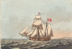 Eine dänische Galeasse, im Lee, mit Seitenwind