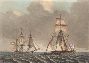 Ein englischer Kaper inspiziert ein dänisches Schiff, das aufbricht von Niels Truslew