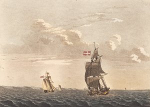 Eine Galeasse bei Seitenwind und eine Brigg vor dem Wind