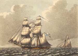 Ein russischer Kriegsschiff-Brigg bei Seitenwind