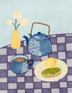 Blauer Teekannen-Frühstück von Nikita Jariwala