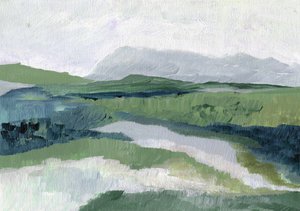 Nebelige grüne Landschaft