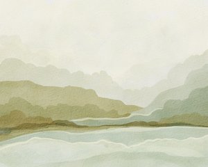 Aquarell-Bergtal von Nikita Jariwala