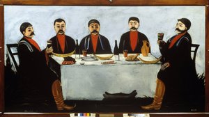 Das Festmahl der fünf Prinzen von Niko Pirosmani