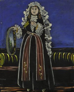 Frau mit einem Lechaki-Seidenschleier