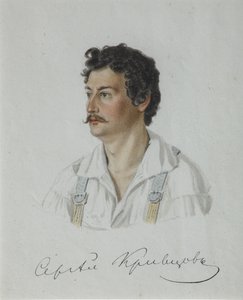 Porträt des Dekabristen Sergey Krivtsov 1802-1864, 1828