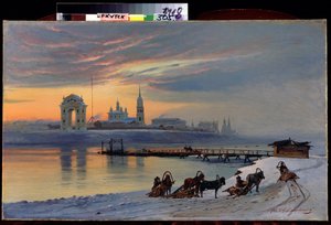 Ansicht des Flusses Angara in Irkutsk in Sibirien. Gemälde von Nikolai Florianowitsch Dobrowolski (1837-1900) 1886 von Nikolai Florianovich Dobrovolsky