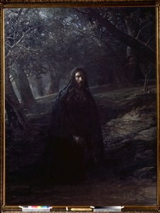 Christus im Garten Gethsemane. Jesus auf dem Ölberg (oder Gethsemane-Hügel) über Jerusalem, entfernt sich von den schlafenden Jüngern, um zu beten, vor seiner Verhaftung. Gemälde von Nikolai Ge (1831-1894) 1869-1880 Staatliches Tretjakow-Galerie, Moskau