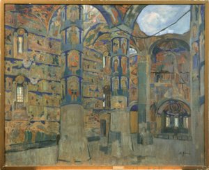 Inneres der Kirche des Makarios-Scheltowodski-Dreifaltigkeitsklosters in Makarjewo von Nikolaj Pawlowitsch Uljanow