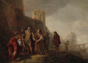 Die Legaten Alexanders des Großen investieren den Gärtner Abdalonymus mit den Insignien der Königswürde von Sidon, um 1645-50