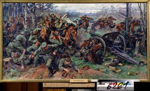 Die russische Kavallerie greift die deutsche Artillerie 1915 an von Nikolay Yakovlevich Borisov