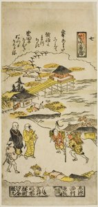 Absteigende Gänse bei Katada, Nr. 7 aus der Serie "Acht Ansichten von Omi" von Nishimura Shigenaga