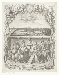 Ansicht von Utrecht und Allegorie mit Minerva und Tugenden