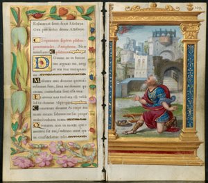 Anliegende Blätter aus einem Stundenbuch: Bußpsalmen und König David im Gebet, ca. 1530-35 von Noel Bellemare