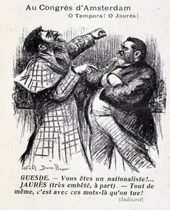Auseinandersetzung zwischen Jean Jaurès und Jules Guesde (Amsterdamer Sozialistenkongress) von Noel Dorville, „Le Panache“ 5/10/1904