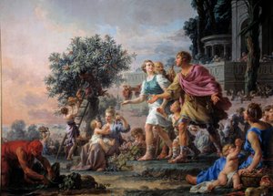 Freigebigkeit des Kimon der Athener, der das Volk einlädt, die Früchte seines Gartens zu nehmen von Noel Halle