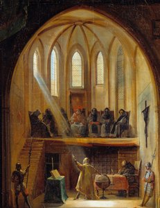 Detail von „Galileo (1564-1642) vor dem Tribunal der Inquisition“ von Noel Thomas Joseph Clerian