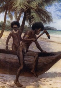 Fertigstellung eines Kanus, Britisch-Neuguinea