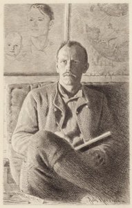 Porträt von Fridtjof Nansen (Radierung) von Norwegian School