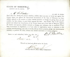 Treueeid von O. S. Fuller aus Missouri, County of St. Louis