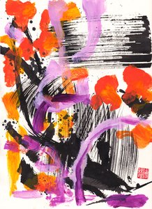Bach Begegnung Blumen Tintenabstraktion, 2021 von Odilia W. Y. Fu