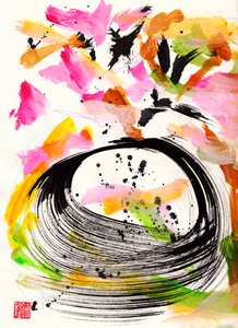 Mozart Ode an die Liebe Blumen-Tintenabstraktion