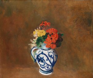 Blumen in einer blauen Vase, um 1900