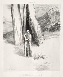 Hommage an Goya: Ein Verrückter in einer düsteren Landschaft, 1885