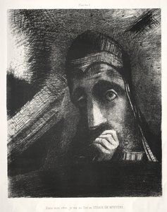 In meinem Traum sah ich am Himmel ein geheimnisvolles Gesicht von Odilon Redon