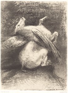 Der unfähige Flügel hob das Tier nicht in diesen schwarzen Raum von Odilon Redon
