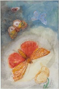 Schmetterlinge und Blume von Odilon Redon