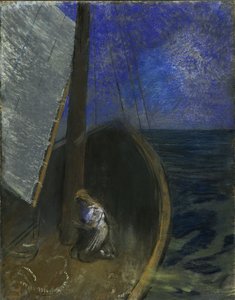 Heilige Frau in einem Boot von Odilon Redon