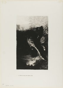 Die Chimäre mit grünen Augen dreht sich um, bellt, Platte 7 aus Die Versuchung des heiligen Antonius (1. Serie) von Odilon Redon