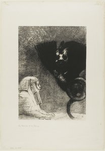 Die Sphinx: "...mein Blick, den nichts ablenken kann, bleibt durch die Objekte hindurch auf einen unerreichbaren Horizont gerichtet." Die Chimäre: "Was mich betrifft, ich bin leicht und fröhlich," Platte 5 aus An Gustave Flaubert